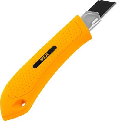 Строительный нож Нож 78942, 18 мм, сменное лезвие, SK4, метал. направляющая, нажимной фиксатор – фото 3