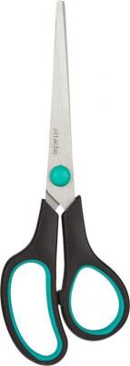Ножницы 169 мм с пластиковыми прорезиненными анатомическими ручками черного/зеленого цвета – фото 1