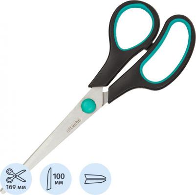 Ножницы 169 мм с пластиковыми прорезиненными анатомическими ручками черного/зеленого цвета – фото 4