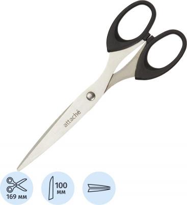 Ножницы 169 мм с пластиковыми симметричными эллиптическими ручками черного цвета – фото 3