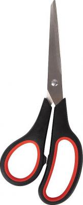 Ножницы EVERYDAY, 195 мм, бюджет, резиновые вставки, черно-красные, ПВХ чехол, 237499 – фото 2