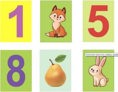 Комплект карточек: цифры, арифметические знаки