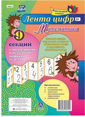 Математика. Лента цифр: с письменными и печатными цифрами из 9 секций – фото 1