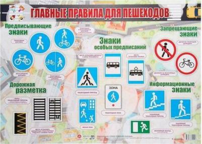 Плакат тематический Главные правила для пешеходов: Формат А2 КПЛ-313 – фото 1