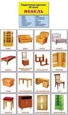Демонстрационные картинки СУПЕР Мебель. 16 раздаточных карточек с текстом 6 х 9 см – фото 3