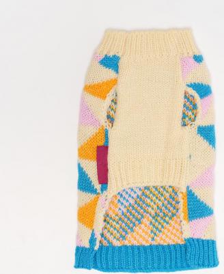 Свитер с ромбами для кошек и собак, S, бело-синий – фото 1