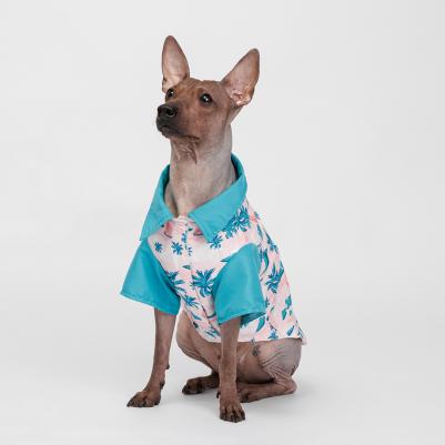 Футболка для кошек и собак, XL, голубая с принтом