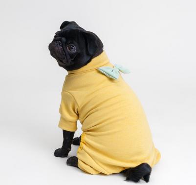 Костюм флисовый с бантом для кошек и собак, XL, желтый – фото 3