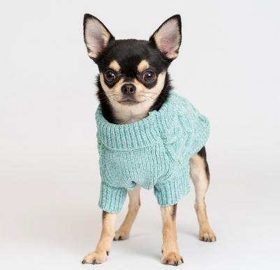 Свитер из шенилла для кошек и собак, S, голубой – фото 4