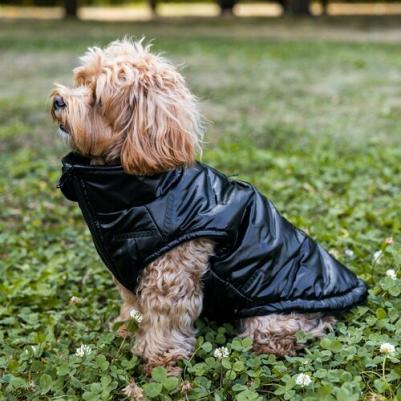 Куртка-жилет для собак Металлик, черная, S, длина спинки 30см