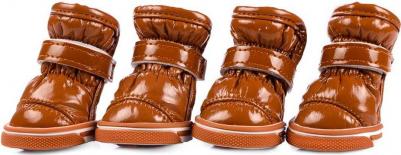 Ботинки из кожзама для собак XS коричневый (унисекс)