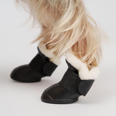 Ботинки резиновые с мехом на липучках для собак, 2XL, черный (унисекс) – фото 2