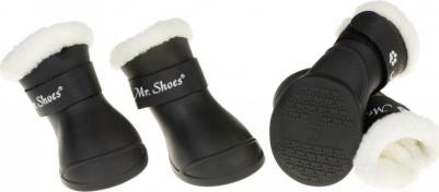 Ботинки резиновые с мехом на липучках для собак, XL, черный (унисекс)