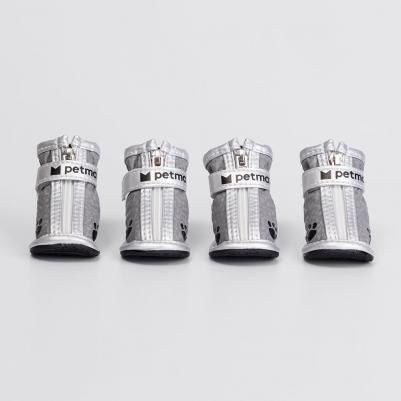 Ботинки с лапкой для собак, L, серебряные (унисекс)