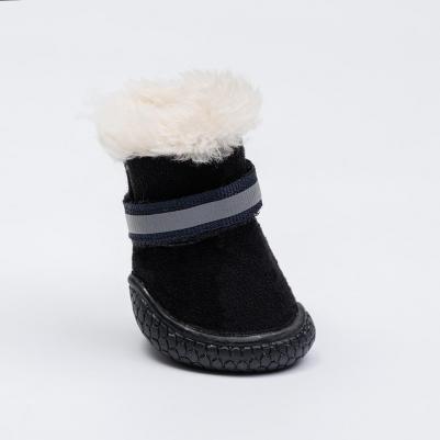 Ботинки с мехом для собак, S, черные – фото 2