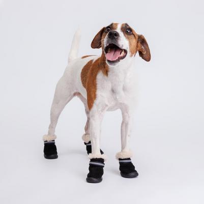 Ботинки с мехом для собак, S, черные – фото 4