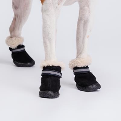 Ботинки с мехом для собак, S, черные – фото 5