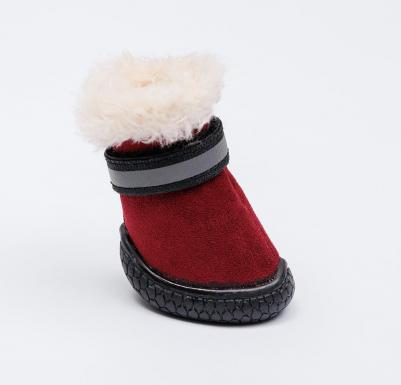 Ботинки с мехом для собак, S, малиновые – фото 2