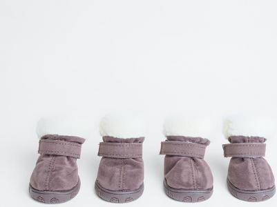 Ботинки замшевые для собак, XS, серые