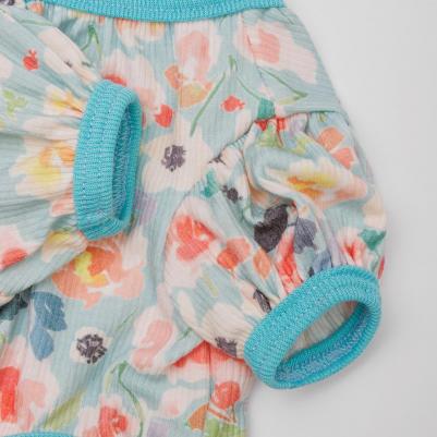 Футболка для собак, 3XL, зеленая с цветочками – фото 1