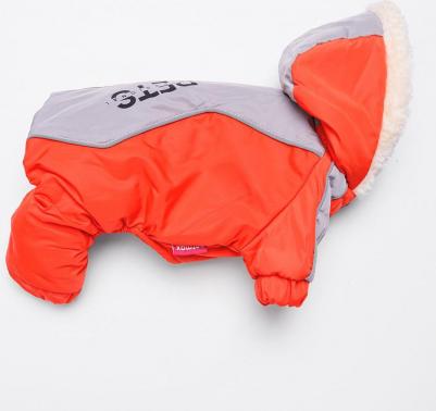 Комбинезон с капюшоном для собак, L, оранжево-серый – фото 2