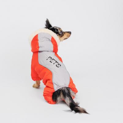 Комбинезон с капюшоном для собак, M, оранжево-серый – фото 1
