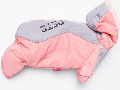 Комбинезон с капюшоном для собак, M, розово-серый (девочка) – фото 1