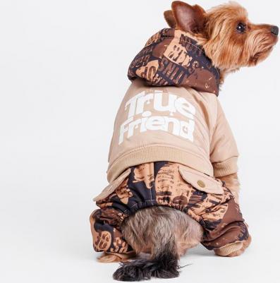 Комбинезон с капюшоном для собак, S, кофейный – фото 1