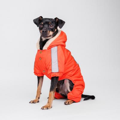 Комбинезон с капюшоном для собак, XL, оранжево-серый – фото 1