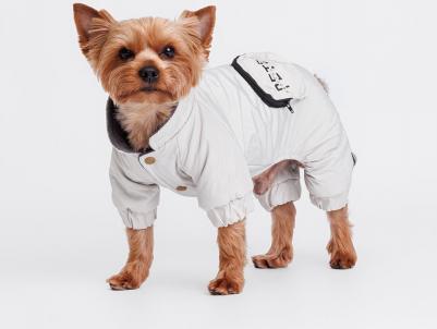 Комбинезон с кармашком для собак, M, серый