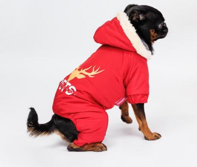 Комбинезон с оленем для собак, S, красный – фото 7