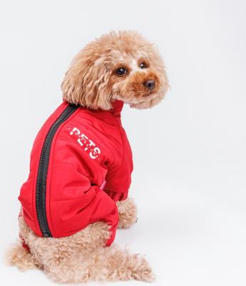 Комбинезон с замком для собак, M, красный