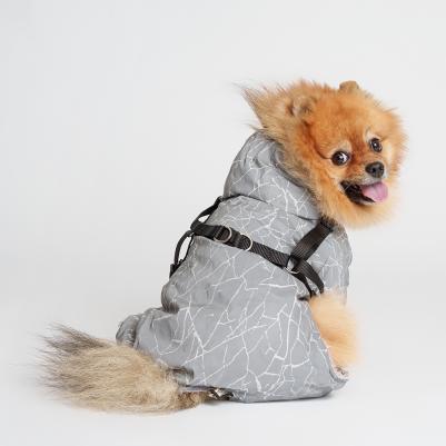 Комбинезон светоотражающий со шлейкой для собак, XL, серый – фото 4