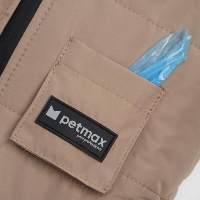 Куртка с меховым воротом со шлейкой для собак, L, бежевая – фото 5