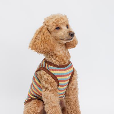 Майка полосатая с ленивцем для собак, 4XL, коричневая