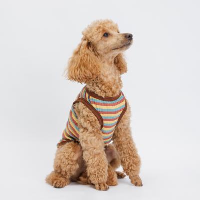 Майка полосатая с ленивцем для собак, 4XL, коричневая – фото 4