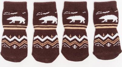 Носки с медведем для собак, M, фиолетовые