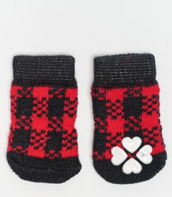 Носки в клетку для собак, S, красно-черные – фото 4