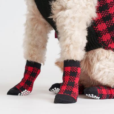 Носки в клетку для собак, XL, красно-черные – фото 5