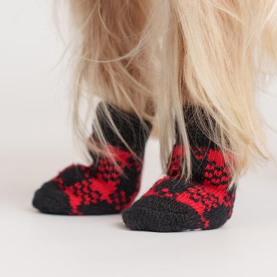 Носки в клетку для собак, XL, красно-черные – фото 6