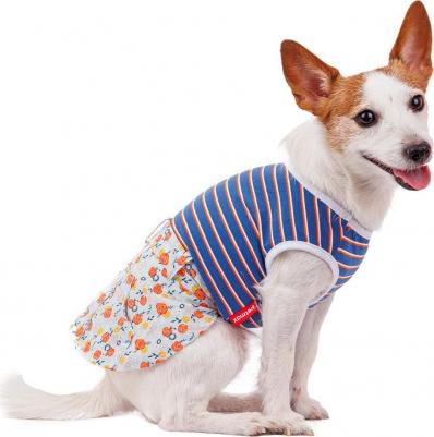 Платье для собак, L, голубое в полоску (девочка)
