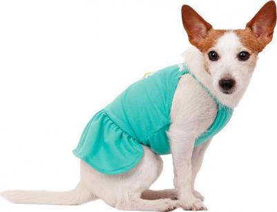 Платье для собак, M, зеленое с ромашкой (девочка) – фото 2