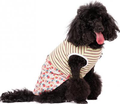 Платье для собак в полоску M желтый (девочка)
