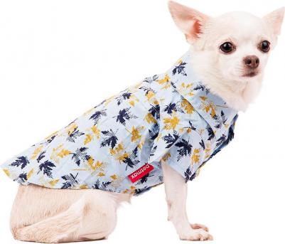 Рубашка для собак, XS, голубая с листочками (унисекс)
