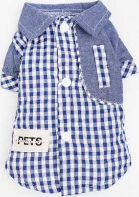 Рубашка в клетку для кошек и собак, 2XL, синяя – фото 2