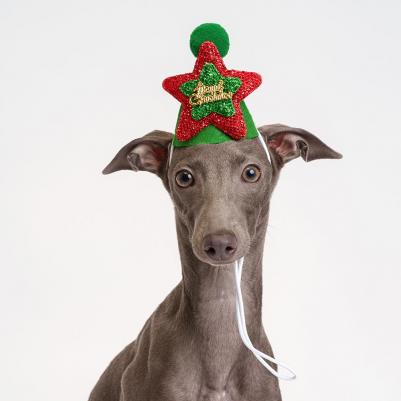 Шляпка звезда красно-зеленая Merry Christmas