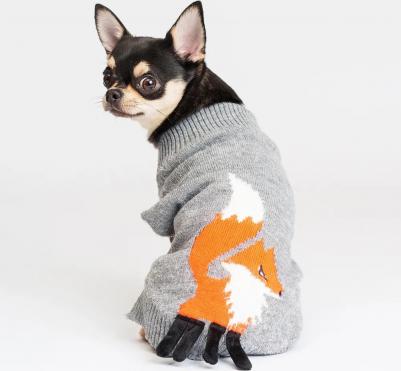Свитер с лисой для собак, 3XL, серый – фото 2
