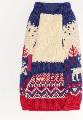 Свитер с оленями для собак, 3XL, красно-синий – фото 2