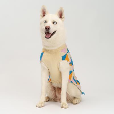 Свитер с ромбами для собак, 4XL, бело-синий