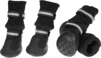 Ботинки высокие на липучках для собак мелких пород, S, черный – фото 3